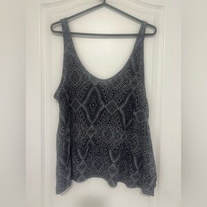H & M Navy Blue Printed Tank Top - Large